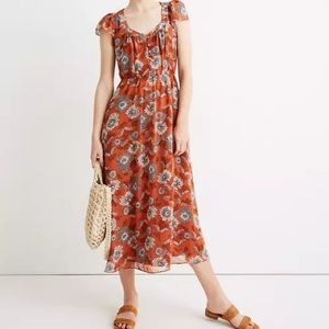 Madewell Floral Button Front Midi Dress